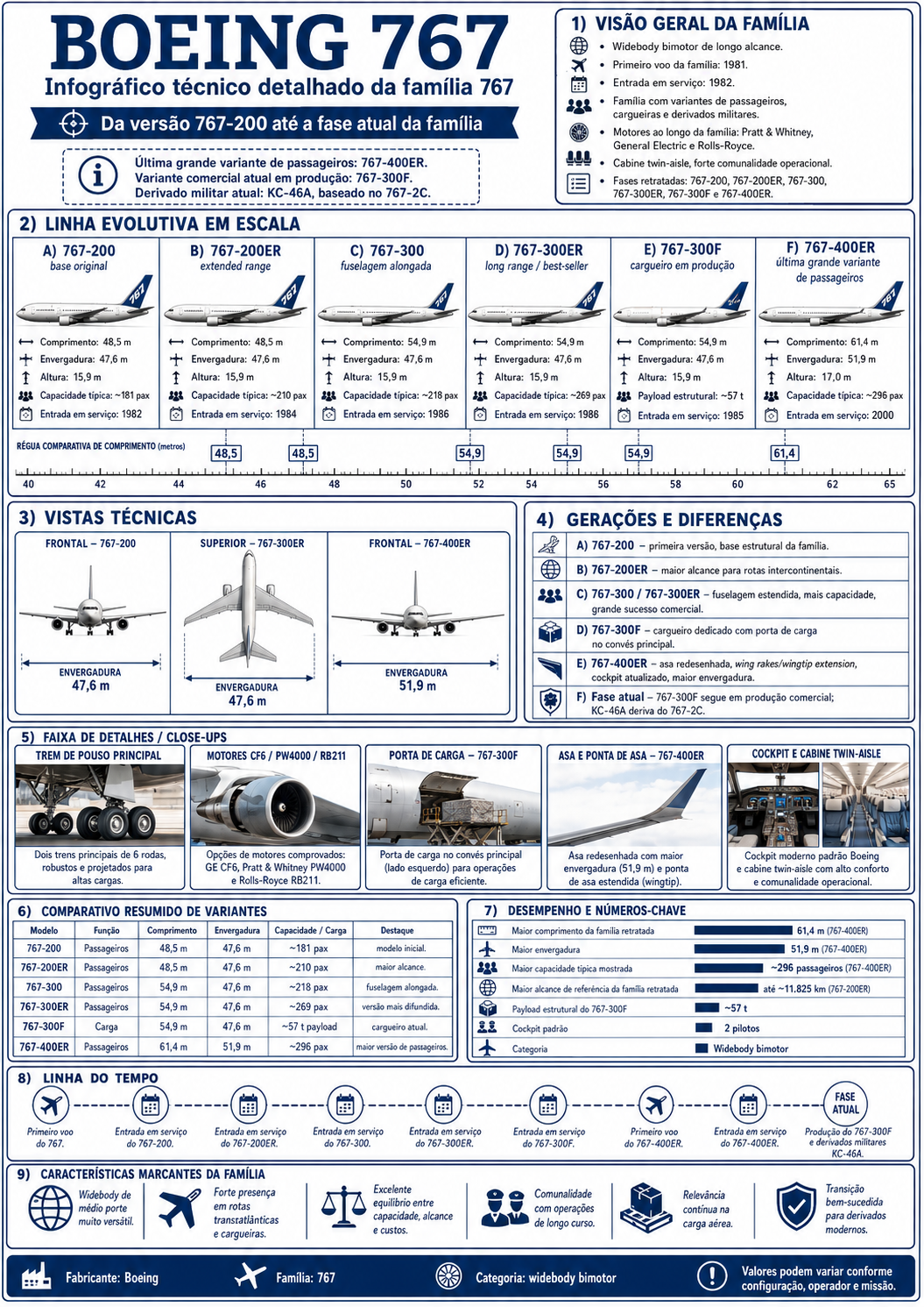 Infográfico técnico — Boeing 767